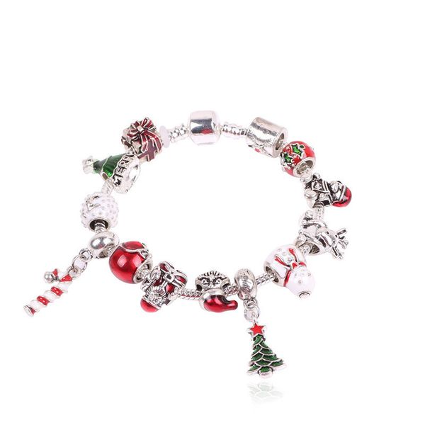 

2018 snowflake charm bracelet for women diy crystal beads fit pa bracelets & bangles jewelry christmas gift new year beads