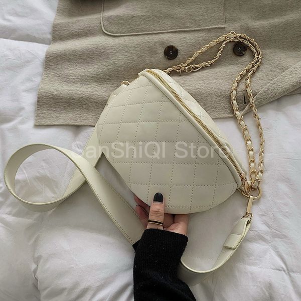 

women fashion messenger bag belt bags for ladies casual waist bag funny pack shell pu leather shoulder chain crossbody bags