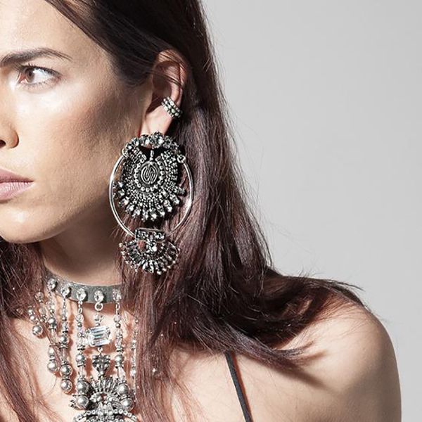 

2020 new fashion style bohemian beautiful crystal earrings bead statement big earrings for women high quality, Silver