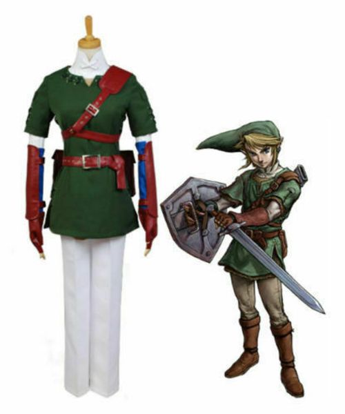 

the legend of zelda: twilight princess link uniform cosplay costume, Black;red