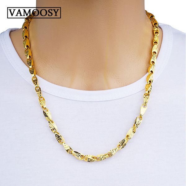 

necklaces for women men melon seed design 100% 24k gold hollow curb link chains necklace 2018 fine jewelry collier ing, Silver