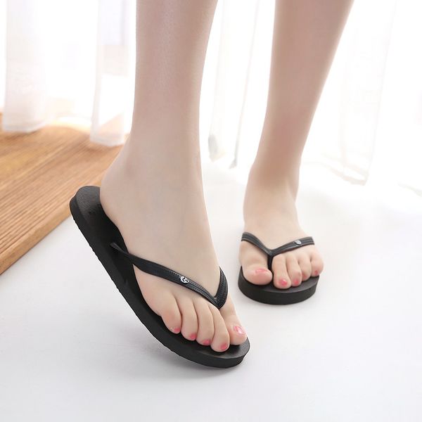 

round toe flat slides women black anti-slip slippers flip flops slippers 2020 summer women slip on flip flops#1213y35