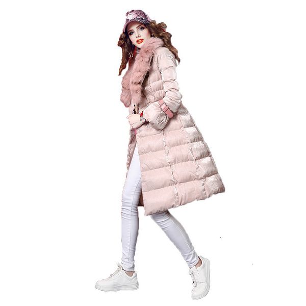 

winter cotton parka coat women 2019 new fashion slim fur collar white black pink m / l size thick warmth clothing feminina lr350