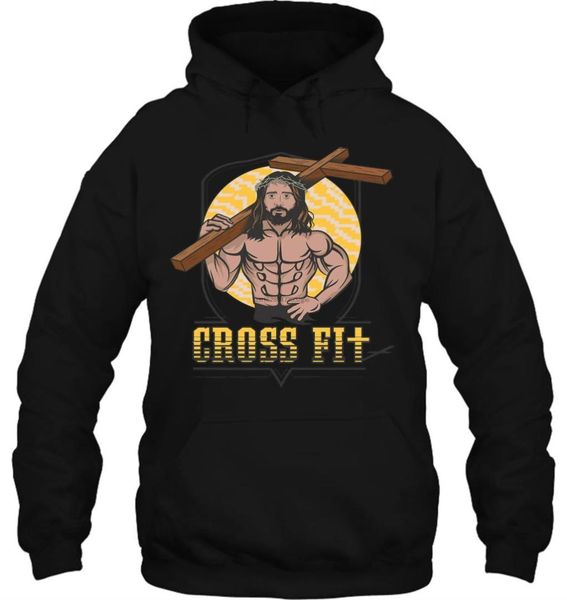 

men hoodie fashion cool funny jesus crossfit customized printed women streetwear, Black