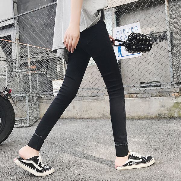 

2019 slim jeans for women new fashion summer ripped skinny denim jeans hole high waist frayed pencil, Blue