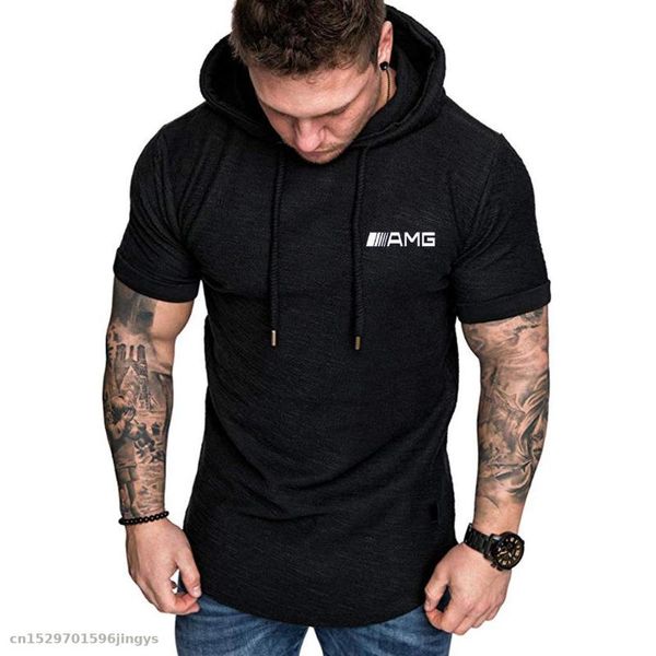 

fashion mens hoodies solid color slim for amg short sleeve sweatshirt hip hop hoodies t shirt sportswear