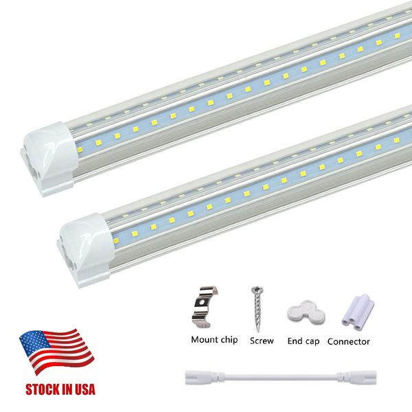 Stock negli Stati Uniti a forma di V 2 file a forma di D 3 file 4ft 5ft 6ft 8ft Tubi a led per porta più fredda T8 Tubi a led integrati Doppi lati Apparecchio per luci a LED