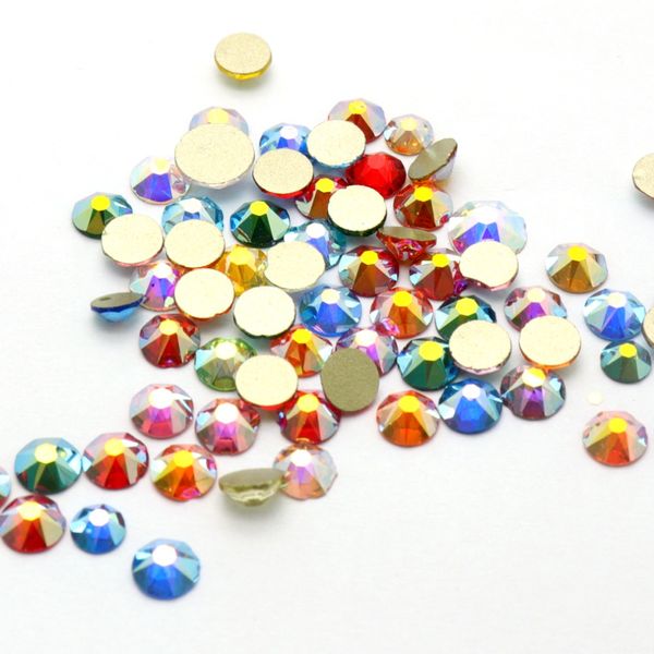 

72pcs 2088 quality crystal colorful ab non-ix rhinestone 16 cut facets glass stone ss16 ss20 ss30 mix size mix colors strass, Silver;gold
