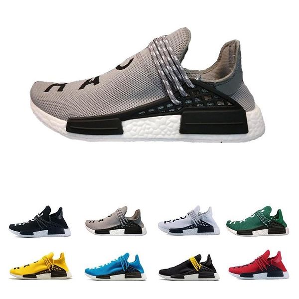 

a02 2019 human race mens running shoes pharrell williams sample yellow core black sport designer shoes women sneakers 36-45