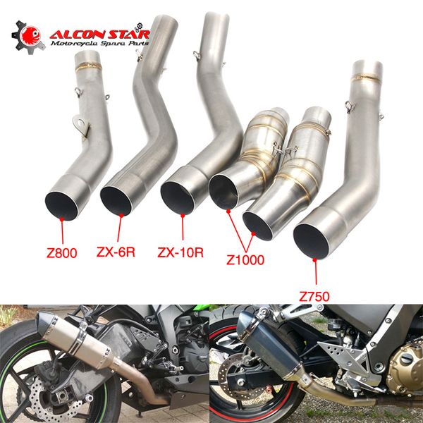 

alconstar-motorcycle exhaust muffler middle link pipe connector adapter slip on for z750 z800 z1000 zx-6r zx-10r racing