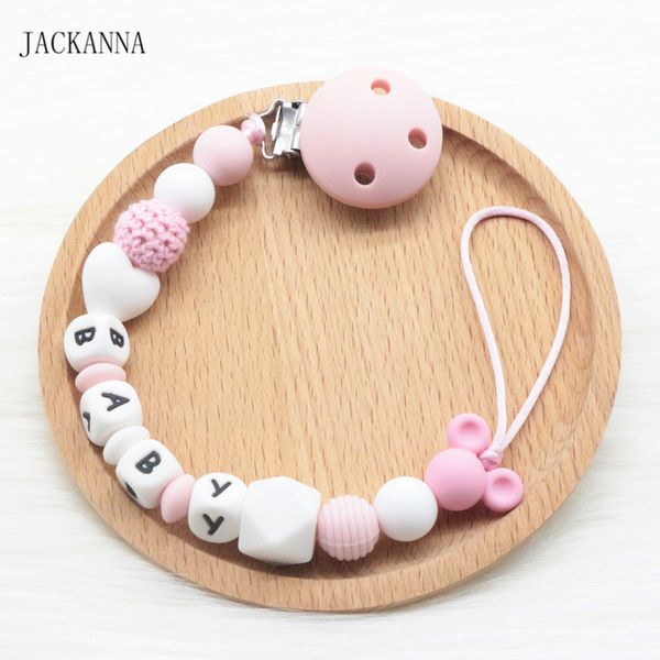 

personalized name baby pacifier clips diy mouse bead soother clip bpa attache sucette silicone baby pacifier holder chain