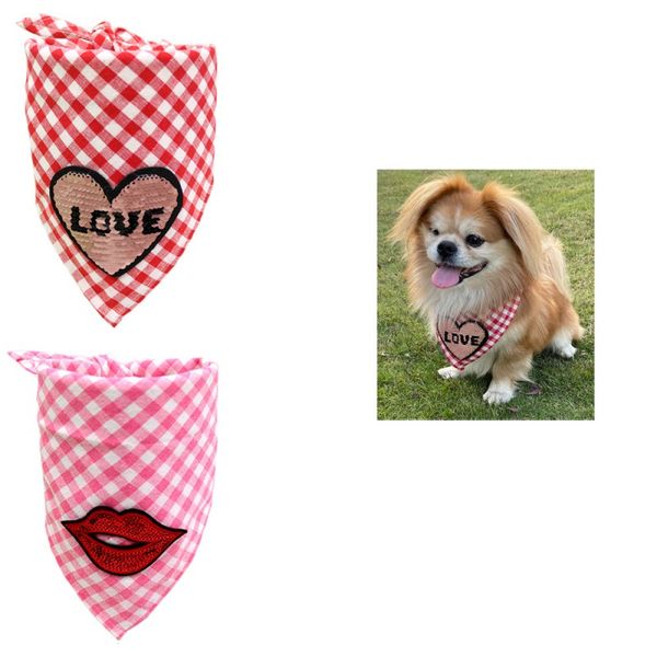 

dogs scarf valentine day triangle towels cats and dogs plaid love cotton saliva towels grid towel