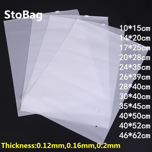 

stobag 10pcs matte clear plastic package cloth travel storage bag pouch waterproof bag zipper lock self seal frosted portable