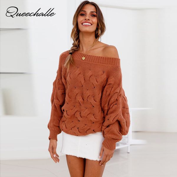 

autumn winter slash neck women's sweater knitted twisted thick warm lady's pullover women batwing sleeve jumper brown gray, White;black