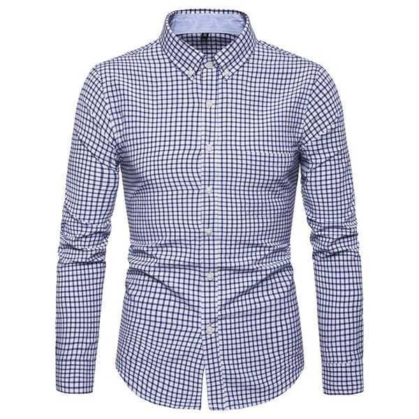 

new men plaid shirt camisas social 2019 summer autumn men's fashion plaid long-sleeved shirt male button down casual check, White;black