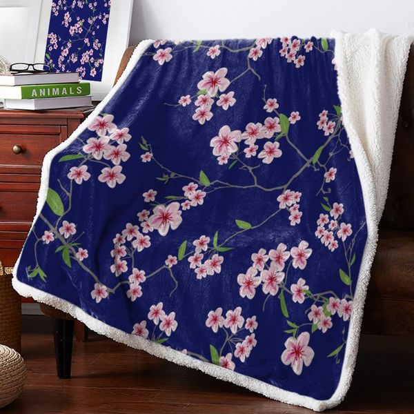 

pink cherry листья branch теплый мягкий одеяло диванов плюшевые одеяло одеяло покрывал корабль падения