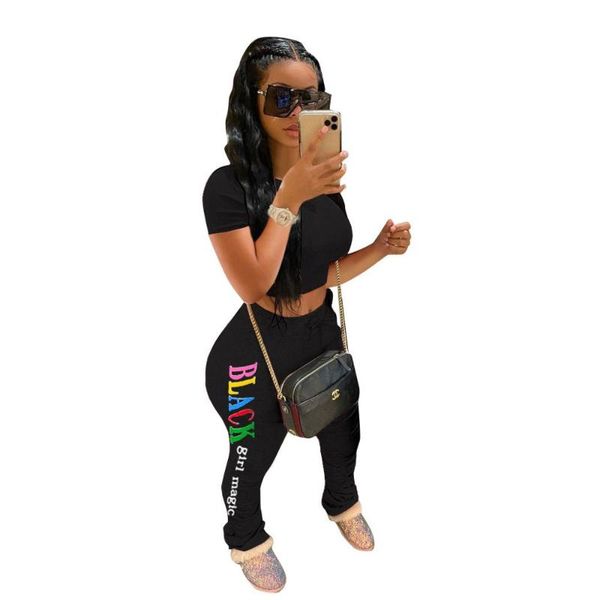 

women's pants & capris lemon gina women high waist black girl magic letter print stacked joggers streetwear ruched flare trousers sport, Black;white