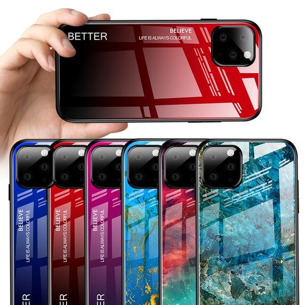 

for iphone 11 pro max case tempered glass gradient phone case for iphone xr x xs max 7 8 6 6s plus se 2020 colorful fundas cover