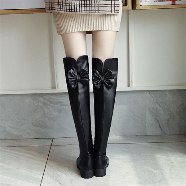 

34-42 over the knee boots heel big size women high boots winter shoes, Black