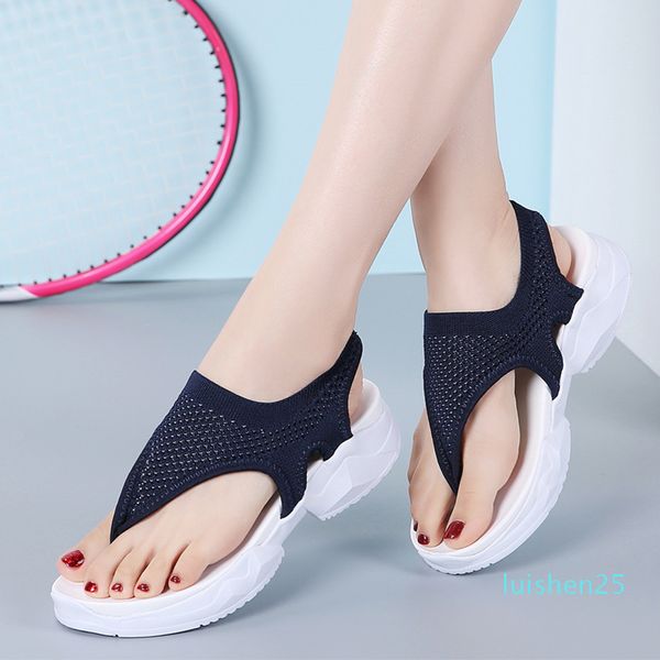 

2020 women sandals ladies mesh flip flops female elastic band wedges woman breathable beach shoes women's footwear plus size 43 lll l14, Black