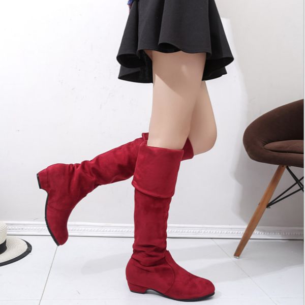 

winter boots suede flocking mid-calf snow boots female warm fur plush botas mujer ladies martins sock, Black