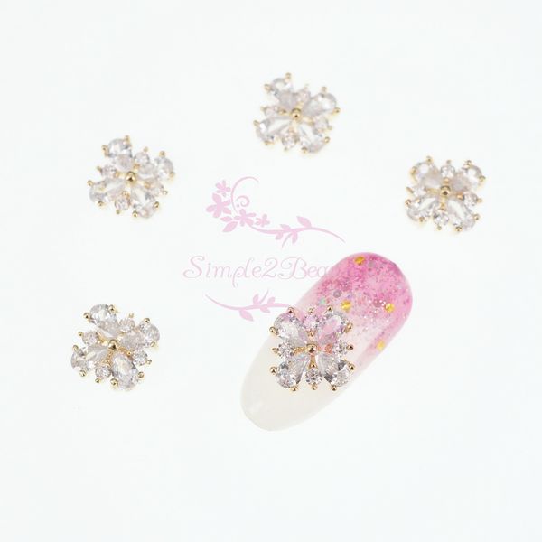 

100pcs/lot luxury shiny clear crystal zircon flower nail art charms jewelry crafts 3d design decorations accessories wholesale, Silver;gold