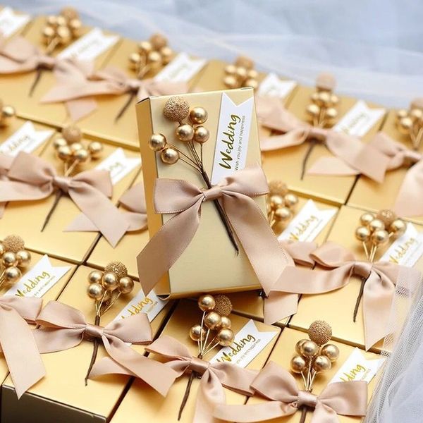 

50 pc wedding favor pink golden unique diy bead flower quare paper candy box packaging gift boxe for gue t party upply