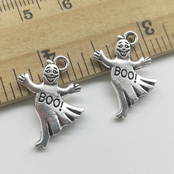 

100pcs boo ghost antique silver charms pendants jewelry diy necklace bracelet earrings accessories 15*13mm customize generation delivery, Bronze;silver