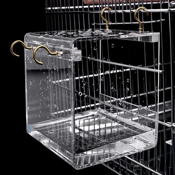 

1 pieces transparent garden birds hanging parrots baths house acrylic bird bath house cage bird accessories