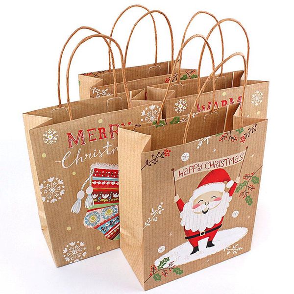 

paper gift bags retro elk pattern santa claus packing gift bags christmas party wedding marriage candies cookie packaging