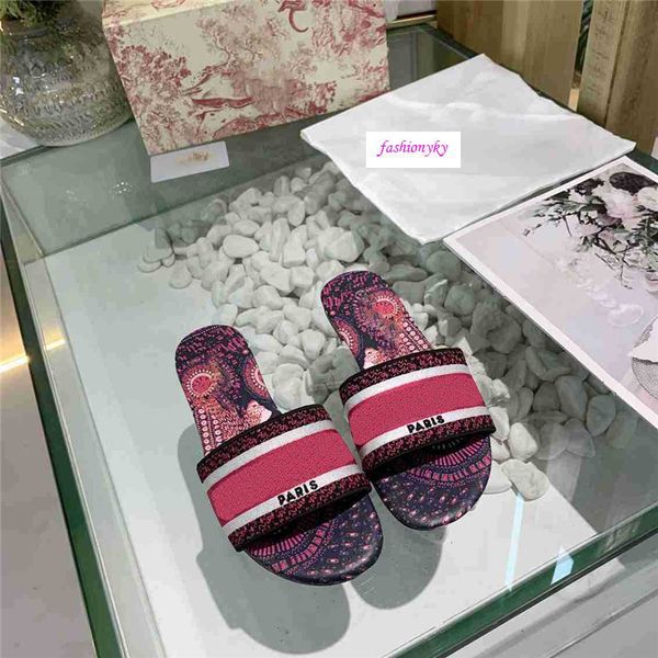 

with boxdazzle flowers women sandals designer flat slippers embroidery sandal floral brocade slipper flip flops striped, Black