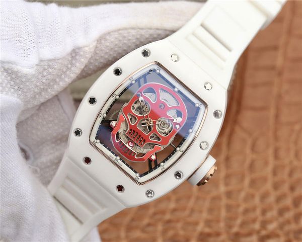 

rm52-01 montre de luxe hollowed-out dial 43x50mm ceramic case anti-discolouration anti-wear mechanical movement watches designer brand, Slivery;brown