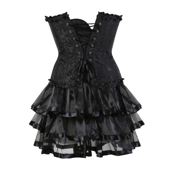 

caudatus corset skirts tutu for women party bustier overbust corset dress costume floral plus size lady fashion corselet, Black;white