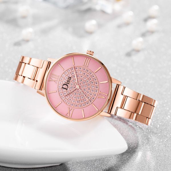 

women watches 2019 fashion luxury temperament diamond set dial alloy strap ladies quartz watch wristwatch clock gift dropship#8, Slivery;brown