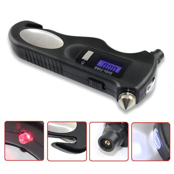 

2-150psi tire pressure gauge digital emergency vehicle maintenance air release tool lcd backlight monitoring escape