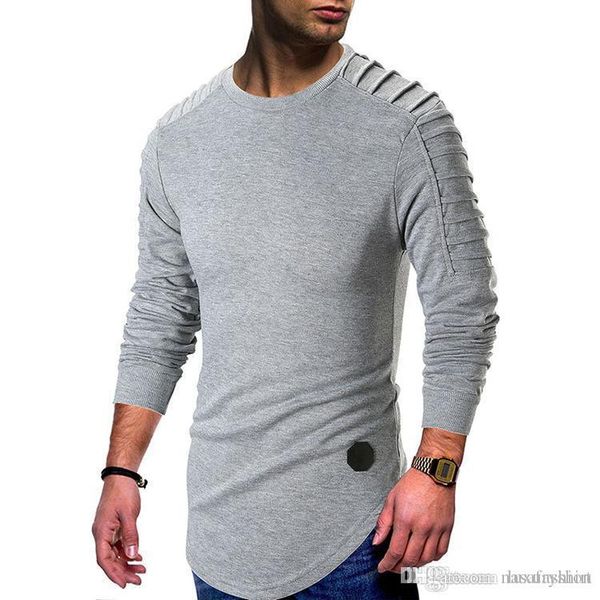

draped mens spring t shirt longline curved casual tees long sleeved clothes, White;black