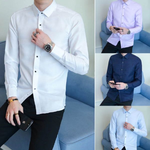 

luxury new fashion mens slim fit shirt long sleeve dress shirts casual shirts, White;black