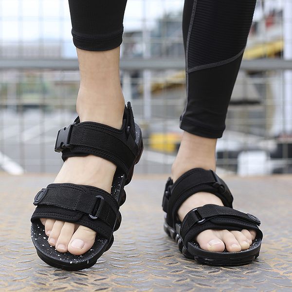 

men sandals fashion summer outdoor shoes casual leather breathable beach flat sandals hiking large size walking 12.3, Black