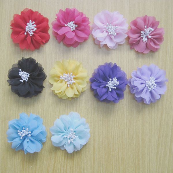

new chiffon flower diy clothing accessories for baby girl headbands hair clips girls corsage flower hair accessories pgraphy props, Slivery;white