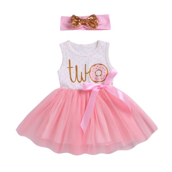 

pudcoco 1st 2nd third birthday dress girls toddler outfit tutu dresses princess party baby girls donut birthday sweet dress, White