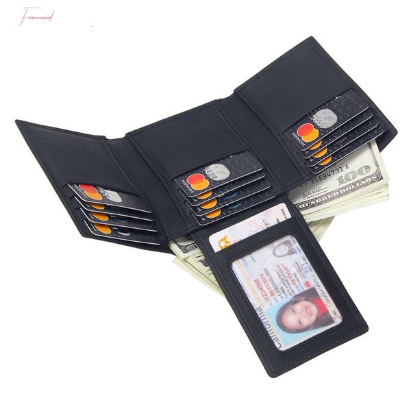 

rfid men wallets genuine leather trifold black wallets solid multi card slots purse small short wallet for credit cards, Red;black