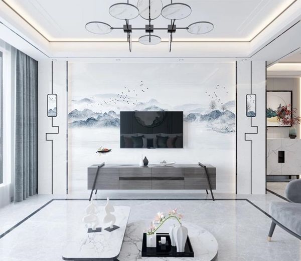 

custom wallpaper 3d mural flower and bird artistic landscape marble sofa background wall study living room 3d wallpaper