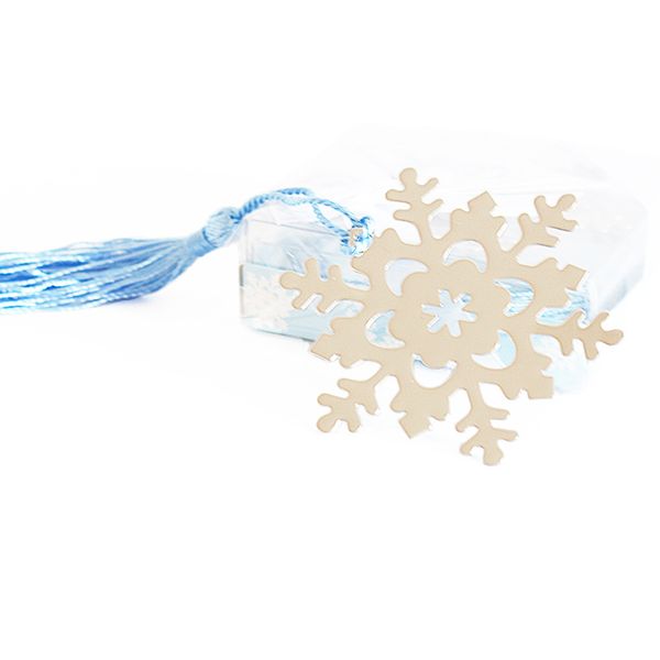 

metal book marker snowflake bookmarks wedding supplies pendant gifts tassel-12pcs