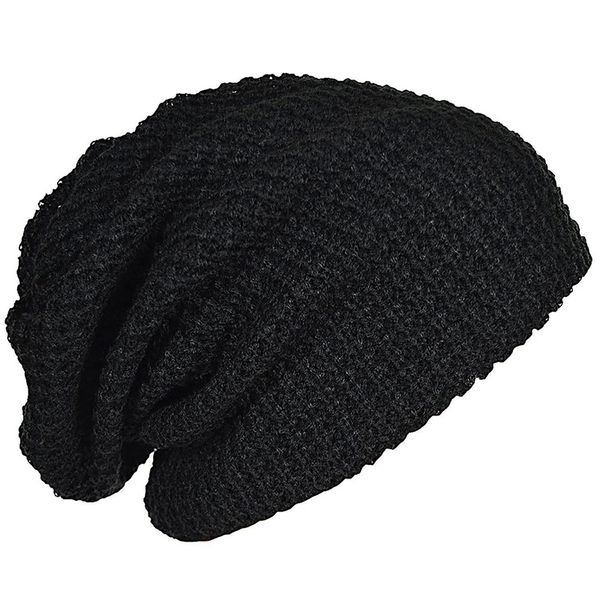

mens slouchy long beanie knit cap for summer winter oversize black