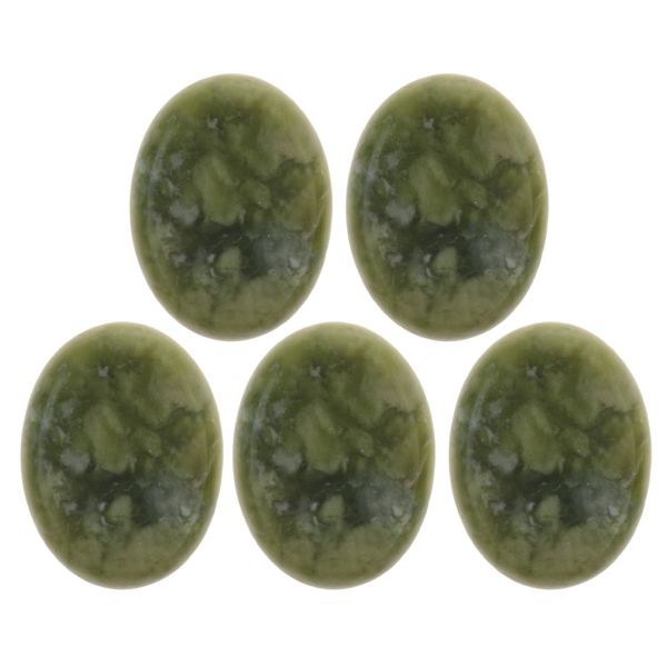 

green jade stone, 5 pack chinese health stress exercise release massage natural stone, oval shape (1.2x1.57 inch