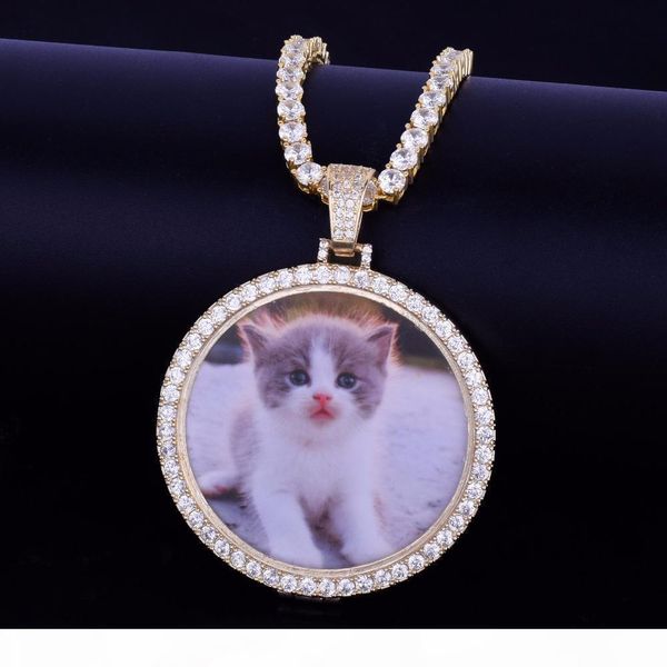 

custom made p medallions necklace & pendant with 4mm tennis chain gold silver color cubic zircon men's hip hop jewelry