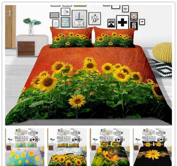 Beautiful Comforter Bedding Set Duvet Cover With Sun Flowers Twin