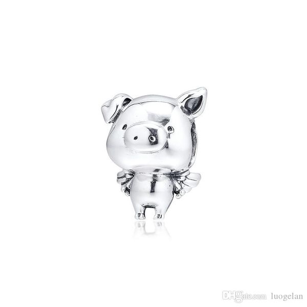 

2019 original 925 sterling silver jewelry pippo the flying pig charm beads fits european pandora bracelets necklace for women making, Bronze;silver