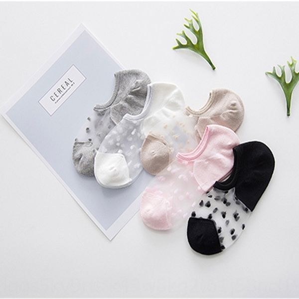 

8 pairs of women's breathable shallow boat and socks low waist invisible glass silk cute boat socks low-top, Pink;yellow