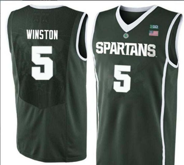 

men michigan state spartans cassius winston #5 college real embroidery jersey size s-4xl or custom any name or number jersey, Black;red